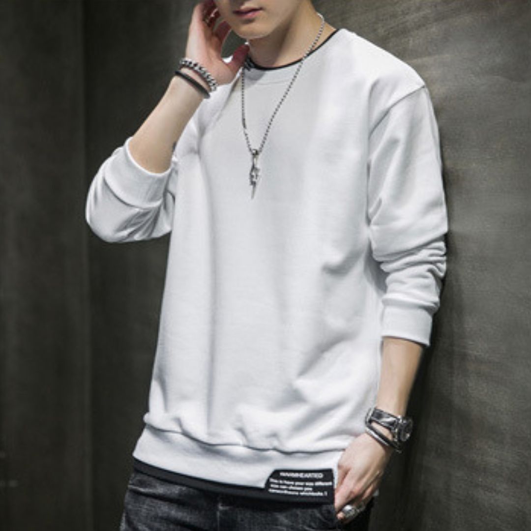 Men's Round-Neck Faux-Layered Sweatshirt