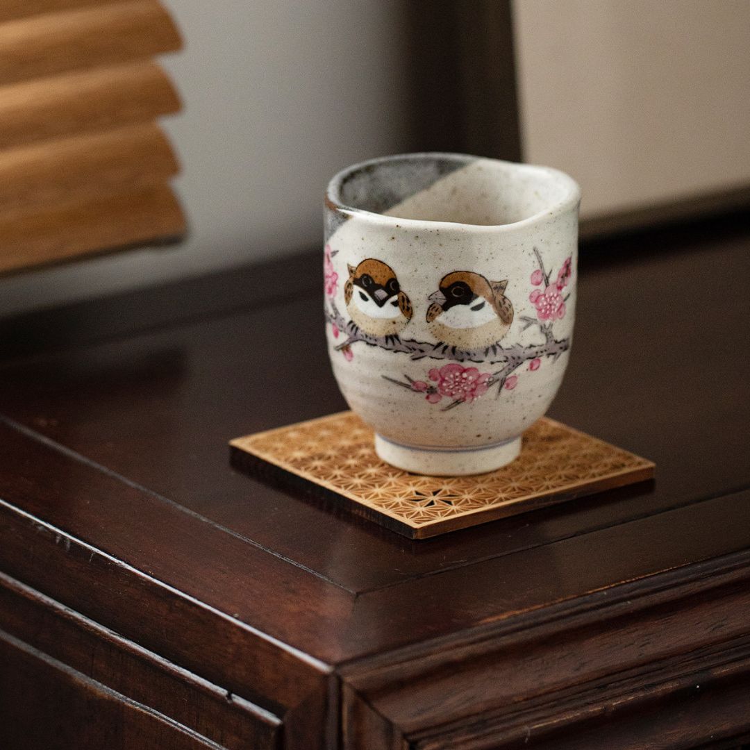 Kutani Ware Japanese Sparrow Teacup