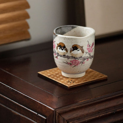 Kutani Ware Japanese Sparrow Teacup