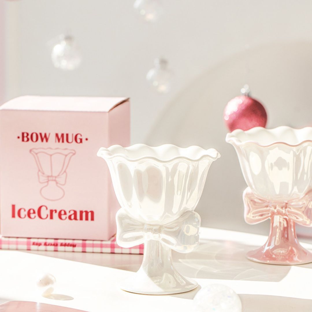 Dreamy Bow Porcelain Ice Cream Dessert Cup