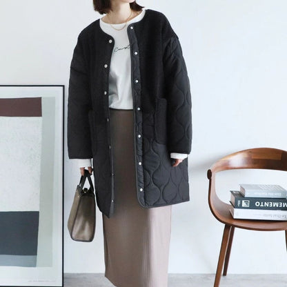 Japanese-Style Cotton Blend Mid-Length Jacket with Paneling