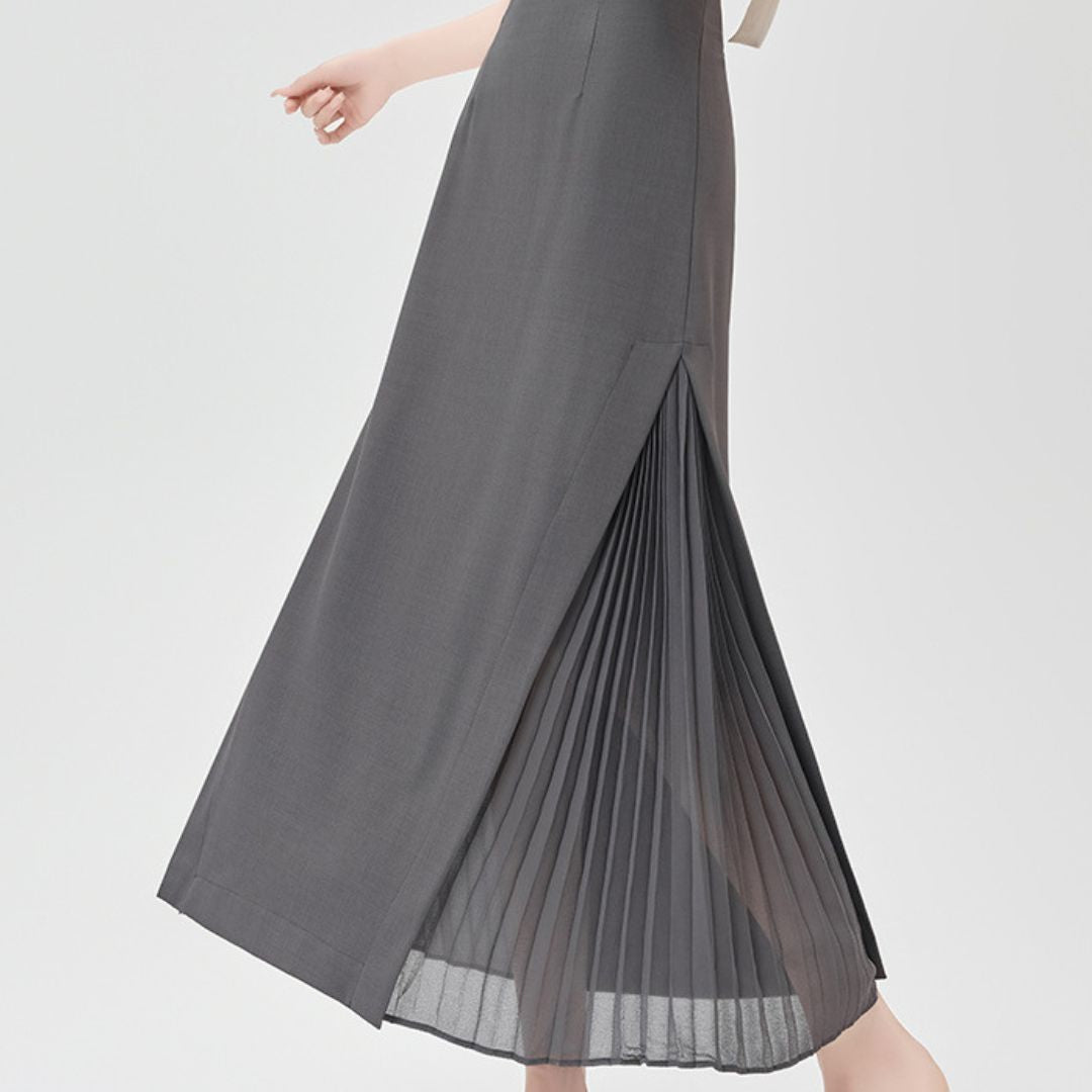 Chiffon Panel Blazer Skirt