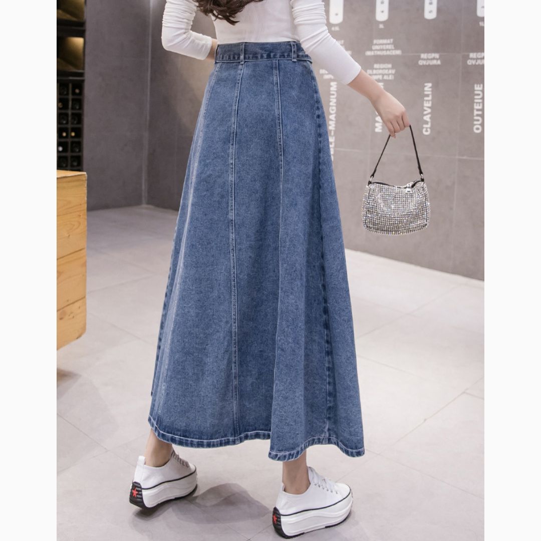New High-Waisted Denim Skirt