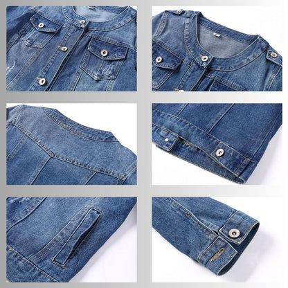 Round Neck Leisure Denim Jacket