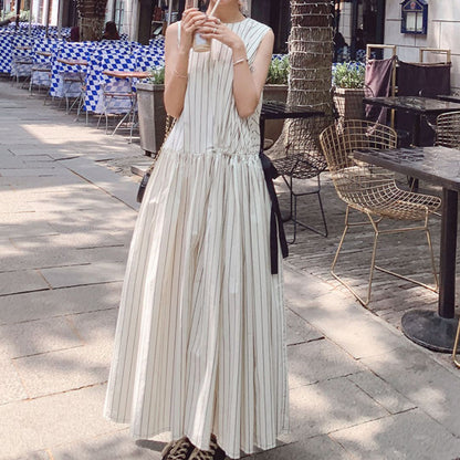 French Style Striped Bow Dress