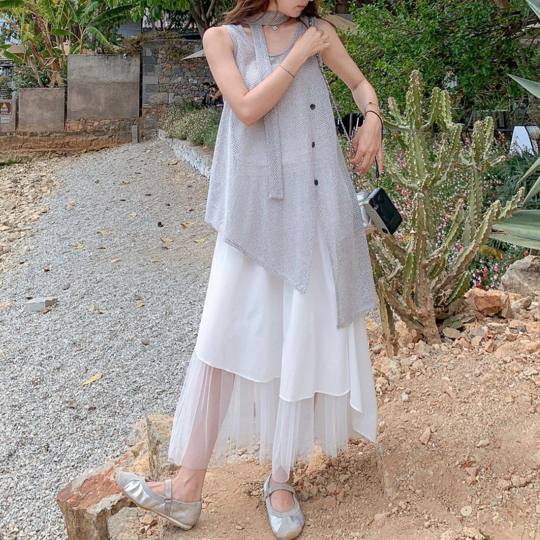Knit Vest Top And Skirt Set