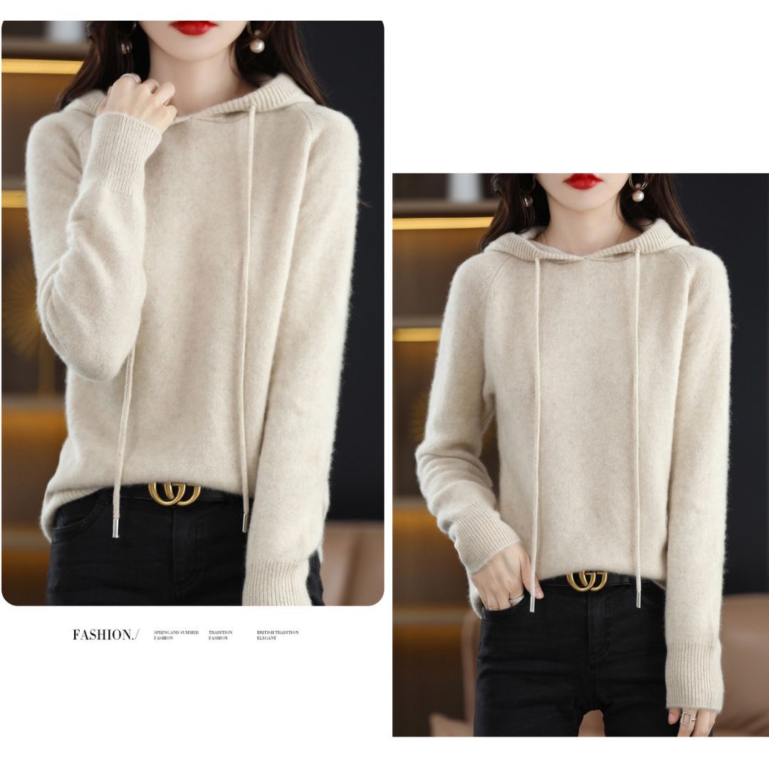 Wool Knit Hooded Top