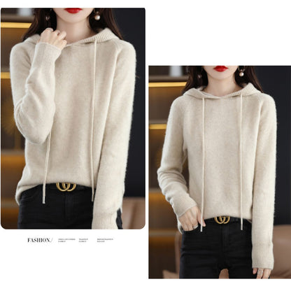 Wool Knit Hooded Top