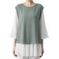 Japanese Style Layered Panel Pleated Blouse
