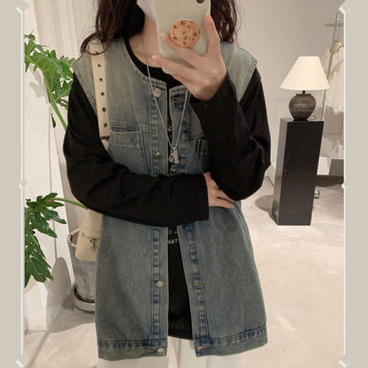 女士復古牛仔背心 