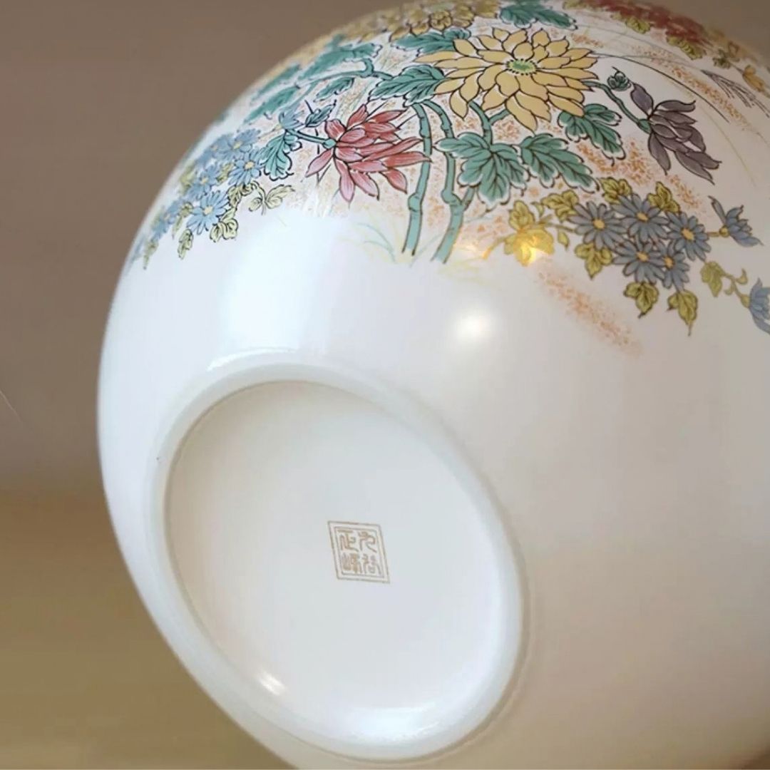 Kutani Retro Bird Auspicious Large Flower Vase
