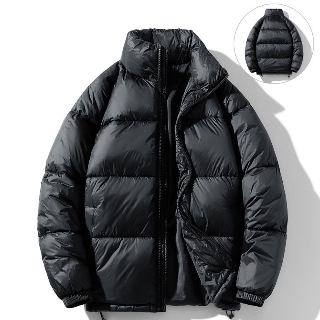 Japanese-style solid-color stand-collar cotton jacket