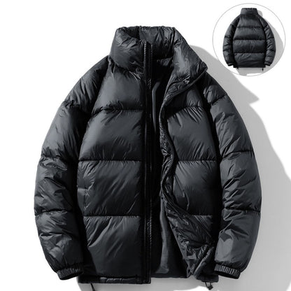 Japanese-style solid-color stand-collar cotton jacket