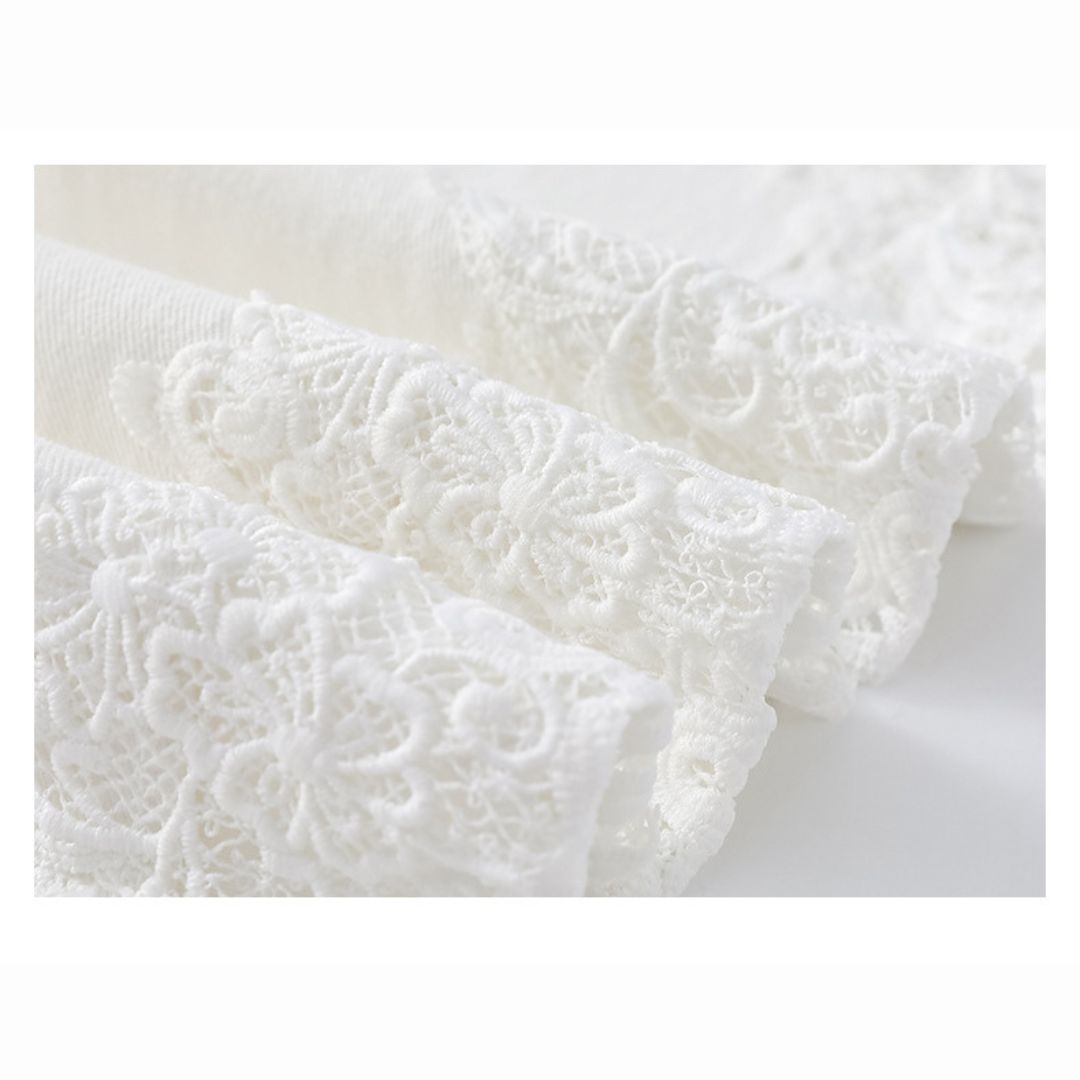 Lace Cutout Panel Wide Leg Jeans
