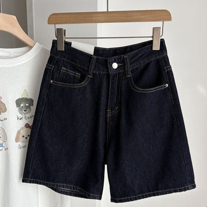 High Waist Straight Leg Casual Denim Shorts