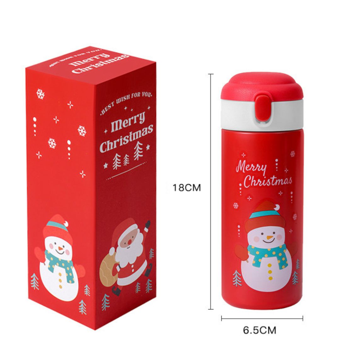 Christmas-themed Insulated Tumbler with Straw