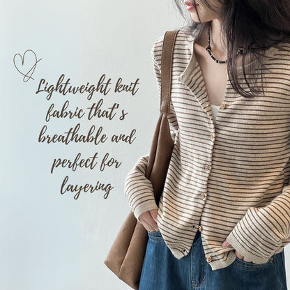Women's Color-Block Striped Knit Round-Neck Jacket