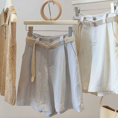 Cotton Linen Wide Leg A Line Shorts
