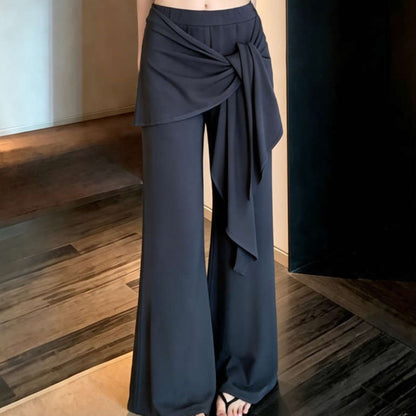 フェイクツーピースタイウエストフレアパンツ