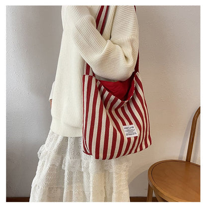 Large Capacity Striped Reversible Canvas Bag