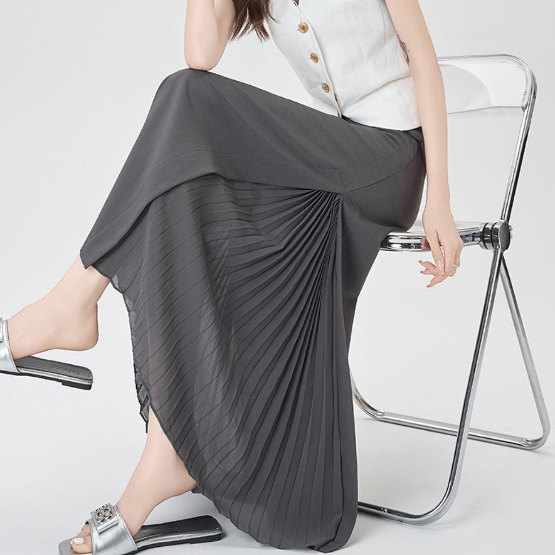 Chiffon Panel Blazer Skirt