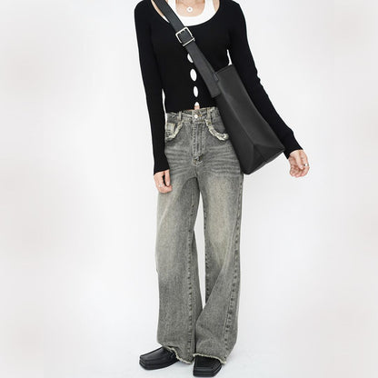Solid Color Minimalist Large-Capacity Bucket Bag