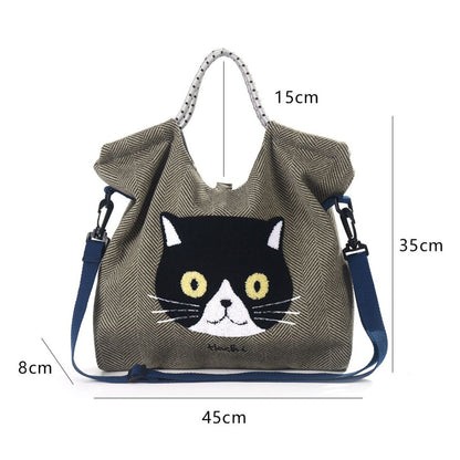 Japanese Cat-Themed Large Capacity Shoulder Bag