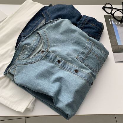 Japanese-Style Vintage Denim Shirt