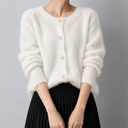 Japanese Style Cozy Fleece Open Front Cardigan