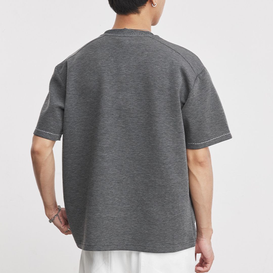 破線デザイン半袖Tシャツ