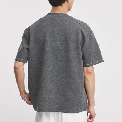 破線デザイン半袖Tシャツ