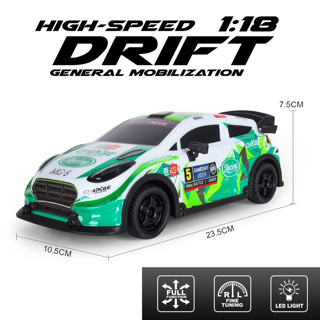 1:18 Scale 4WD High-Speed RC Drift Car with LED Lights