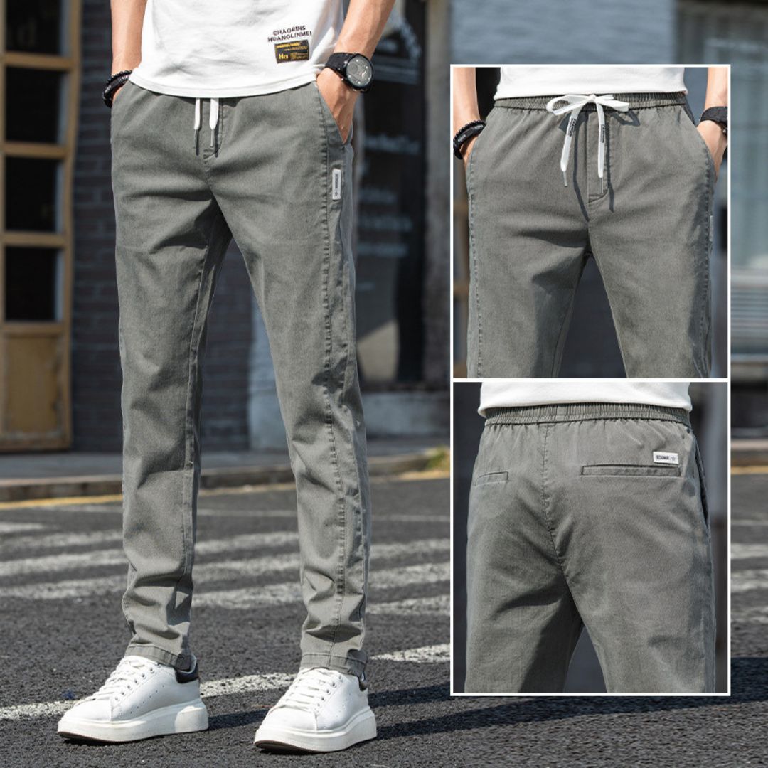 Silky Straight-Leg Faux Denim Trousers