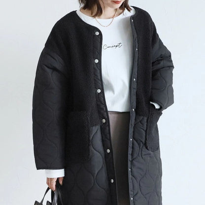 Japanese-Style Cotton Blend Mid-Length Jacket with Paneling