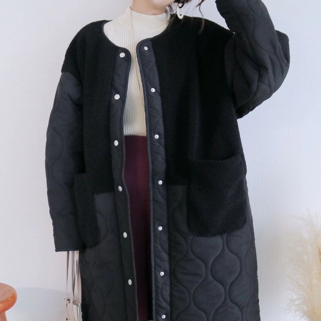 Japanese-Style Cotton Blend Mid-Length Jacket with Paneling