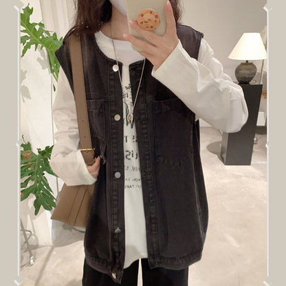 女士復古牛仔背心 