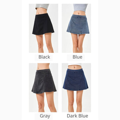 Denim-Look Two-in-One Yoga Fitness Shorts