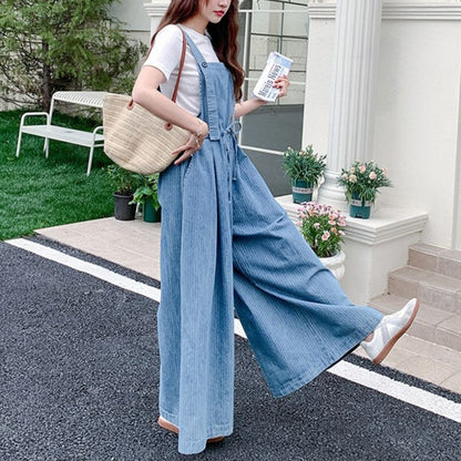 Casual Lazy Style Wide Leg Cinched Waist Jumpsuit