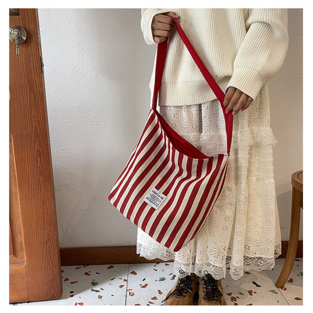 Large Capacity Striped Reversible Canvas Bag