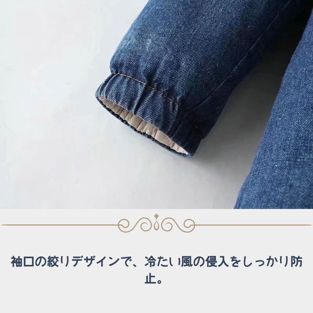 Fleece-Lined Mid-Length Denim Hooded Jacket