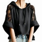 Color Block Lace Patchwork Hoodie with Flared Sleeves