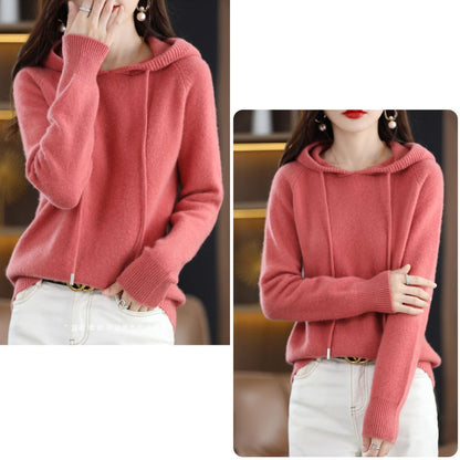 Wool Knit Hooded Top