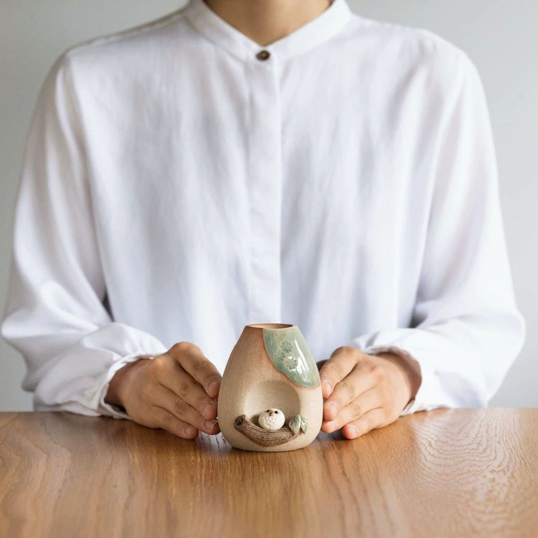 Shigaraki Ware Mini Owl Vase