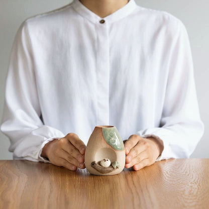 Shigaraki Ware Mini Owl Vase