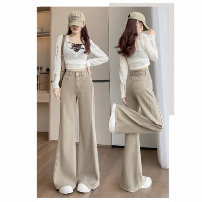 Milk Tea Color High Waist Stretch Flare Pants