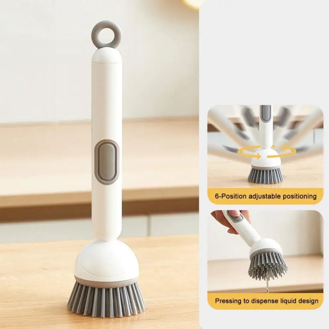 Rotating Long-Handle Soap-Dispensing Cleaning Brush