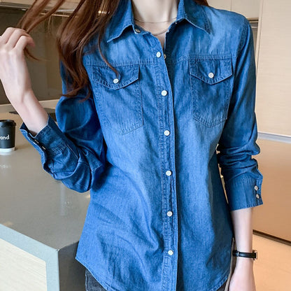 Slim-Fit Long-Sleeve Denim Shirt