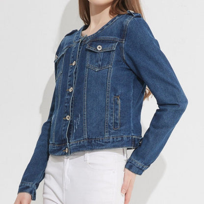 Round Neck Leisure Denim Jacket