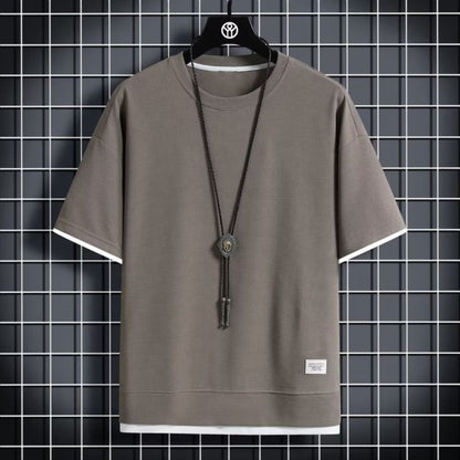 フェイクツーピースクルーネックTシャツ（最低2枚） 
