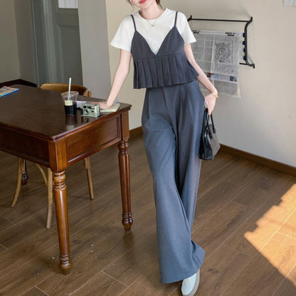 Deep Gray Camisole Wide Leg (Three Piece Set)